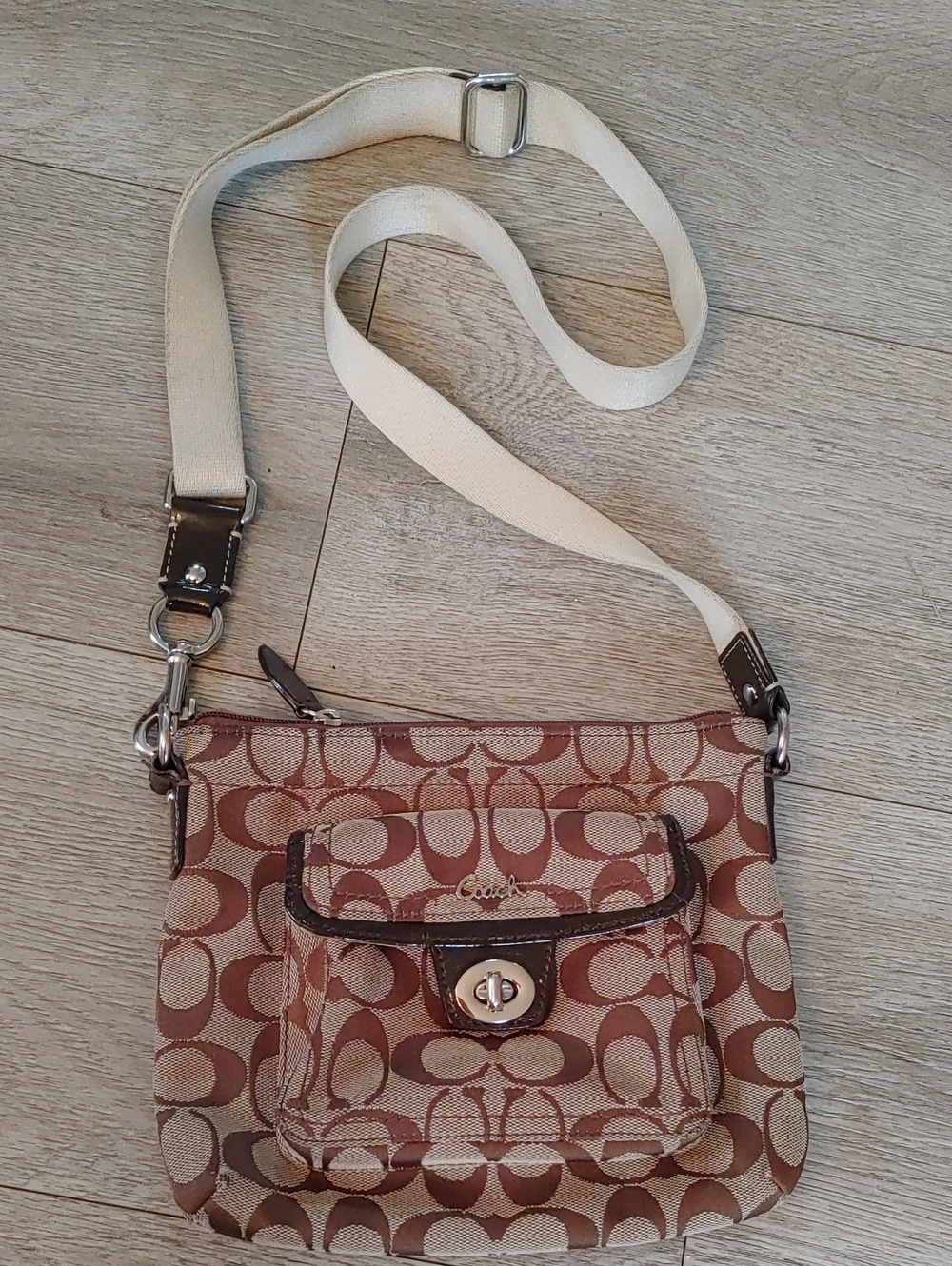 Coach Small Signature Canvas Crossbody in Khaki